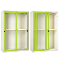 ราคา WELCO ตู้เสื้อผ้าบานเลื่อนกระจก มี 1 ราวแขวน และ 1 แผ่นชั้น รุ่น WDSLG04 สีขาว-เขียว ขนาด 4 ฟุต (YA20702)