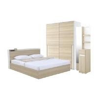 ราคา INDEX LIVING MALL ชุดห้องนอน รุ่นซิดนี่ย์ สีขาว/ไวท์ โอ๊ค ขนาด 6 ฟุต (เตียงนอน, ตู้บานสไลด์, โต๊ะเครื่องแป้งแบบยืน) (YA25430)