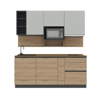 ราคา INDEX LIVING MALL ชุดครัว รุ่นคูซิน่า สีแกรนด์โอ๊ค ขนาด 200 ซม. (YA25452)