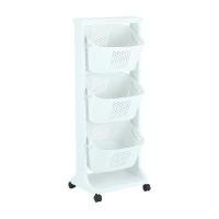 ราคา INDEX LIVING MALL ตะกร้าผ้า 3 ชั้น พร้อมล้อ รุ่นมิกกิ สีขาว ขนาด 44 x 33 x 110 ซม. (YA29648)