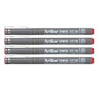 ราคา ARTLINE ปากกาเขียนแบบ ชุด 4 ด้าม รุ่น EK-2305 สีแดง ขนาด 0.05 มม. (YA38376)