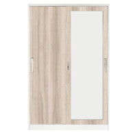 ราคา MEDILA ตู้เสื้อผ้าเหล็ก บานเลื่อน 2 ประตู จัดส่งพร้อมประกอบ รุ่น SH0206WH-WD-BE (YC10988)