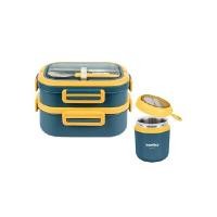 ราคา กล่องอาหาร 2 ชั้น namiko พร้อมถ้วยซุปสเตนเลส Food Grade - Blue [Harajuku Set C] (Y098281)