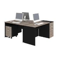 ราคา ชุดโต๊ะทำงานขาไม้ 3 ที่นั่ง พร้อมตู้เอกสาร INDEX LIVING MALL รุ่นแอคทีฟ ขนาด 160 ซม. - สีแนทเชอรัลโอ๊ค/ดำ (YA05273)