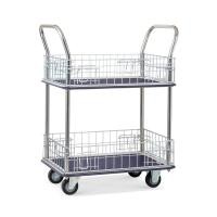 ราคา HL-120MN รถเข็นพื้นเหล็ก 2 ชั้น มือจับ 2 ข้าง มีคอกล้อม (Y037862)