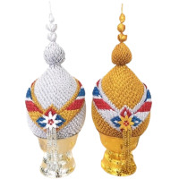 ราคา พานพุ่มเงิน-ทอง ผ้าตาด เบอร์ 7 สูง 53 ซม. (YC91378)