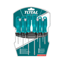 ราคา Total ชุดไขควง ด้ามพลาสติก 10 ตัวชุด (พร้อมแผงแขวน) รุ่น THTDC251001 ( 10 pcs Screwdriver Set ) (YA25699)