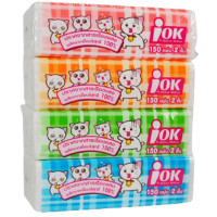 ราคา iOK กระดาษเช็ดหน้า ชนิดห่อ หนา 2 ชั้น จำนวน 150 แผ่น/ห่อ x 4 ห่อ [600 แผ่น] (YA07047)