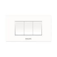 ราคา ชุดสวิตช์ทางเดียว 3 ช่อง PHILIPS รุ่น LEAF สีขาว (Y047315)