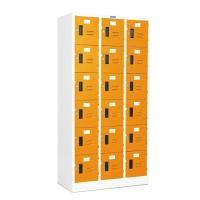ราคา SMARTFORM ตู้ล็อคเกอร์ 18 ประตู (มีกุญแจและสายยู) รุ่น LK-18 สีขาวสลับส้ม (YA01731)