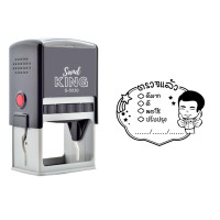 ราคา SANDKING ตรายางหมึกในตัว ข้อความ ตรวจแล้ว สีดำ ขนาด 40×40 มม. (YC07157)