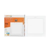 ราคา โคมดาวน์ไลท์หน้าเหลี่ยม 6 นิ้ว LED 12W Daylight LAMPTAN รุ่น Slim Alu SQ 12W/DL สีขาว (YB01477)