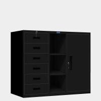 ราคา ICONIC ตู้เก็บเอกสารบานรวม 1 บานเปิด 6 ลิ้นชัก มีชั้นกลาง รุ่น MR-46 สีดำ 4 ฟุต (YA13647)