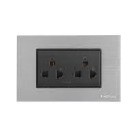 ราคา LUZINO ชุดเต้ารับคู่ มีกราวด์+ม่านนิรภัย รุ่น MLS79-VE3-AL สีเงิน (YC03996)