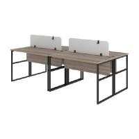 ราคา ชุดโต๊ะทำงานขาเหล็ก 4 ที่นั่ง พร้อมแผ่นกั้น INDEX LIVING MALL รุ่นแอคทีฟ ขนาด 240 ซม. - สีแนทเชอรัลโอ๊ค/ดำ (YA05260)