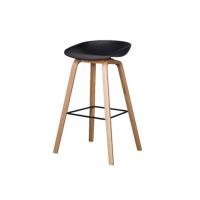 ราคา MODERNFORM เก้าอี้บาร์สูง รุ่น BOKA ที่วางเท้าเหล็ก ขาไม้ธรรมชาติ เบาะพลาสติกสีดำ (YC03022)