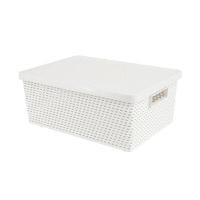 ราคา DKW ตะกร้าอเนกประสงค์ทรงเหลี่ยมพร้อมฝาปิด รุ่น Senn-HH-2095L-L สีขาว ขนาด 37 x 26 x 16 ซม. (YC07677)