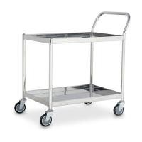 ราคา ST2-5007S รถเข็นถาดสเตนเลส 2 ชั้น มือจับข้างเดียว ล้อ Pu (Y037893)