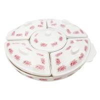 ราคา ชุดสำรับอาหาร5หลุม5ฝาปิดพร้อมถาดลายดอกไม้เล็ก KASSE HOM (Y021140)