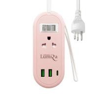 ราคา รางปลั๊กไฟ 2 ช่อง 1 สวิตช์ 2 Type-A 1 Type-C สีชมพู ลูมิร่า LS-024/2U ชิ้น (YD05273)