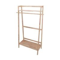 ราคา KASSA HOME ราวแขวนผ้า 1 เส้น พร้อมชั้นวางของ 2 อัน สีไม้ธรรมชาติ ขนาด 40x88x150 ซม. (YD05868)