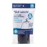 ราคา ถุงขยะม้วนผูกปากในตัว 24x28 นิ้ว แพ็ค18ใบ คละสี ซันบิน (0002461)