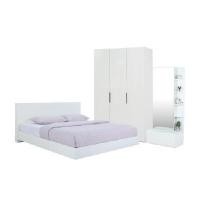 ราคา ชุดห้องนอน INDEX LIVING MALL รุ่นแมสซิโม่+แมกซี่ ขนาด 5 ฟุต (เตียงนอน(พื้นเตียงซี่)+ตู้เสื้อผ้า 3 บาน+โต๊ะเครื่องแป้ง) - สีขาว (YA05286)