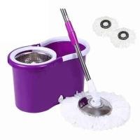 ราคา ถังปั่นและไม้ถูพื้น SPIN MOP ตะกร้าปั่นแห้งสแตนเลส THAI SUN SPORT สีม่วง (YA12108)