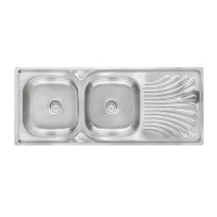 ราคา DYNA HOME อ่างล้างจานฝัง 2 หลุม 1 ที่พัก รุ่น DH12050B ขนาด 120 x 50 x 18 ซม. สีสเตนเลส (YB02305)