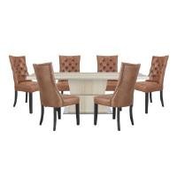 ราคา INDEX LIVING MALL ชุดโต๊ะอาหาร 6 ที่นั่ง รุ่นโซเรลล่า+มาร์ซี่ - สีขาว/น้ำตาล (YA24841)