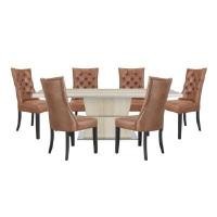 ราคา INDEX LIVING MALL ชุดโต๊ะอาหาร 8 ที่นั่ง รุ่นโซเรลล่า+มาร์ซี่ - สีขาว/น้ำตาล (YA24837)