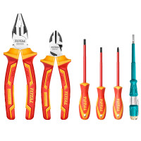 ราคา TOTAL ชุดคีมหุ้มฉนวน + ไขควงหุ้มฉนวน + ไขควงเช็คไฟ รุ่น THKIST3062 ชุด 6 ตัว (YA25748)