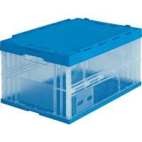 ราคา TRUSCO กล่องพลาสติกพับได้มีฝาปิด 75L สีฟ้า-ใส (YA41440)