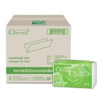 ราคา CORRECT กระดาษเช็ดมือชนิดแผ่น 1 ชั้น บรรจุ 300 แผ่น/ห่อ (12 ห่อ/กล่อง) (0002587)