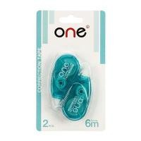 ราคา ONE เทปลบคำผิด Correction Tape 5 มม.x6 ม. สีเขียว (แพ็ค2อัน) CT023 (1009720)