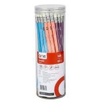 ราคา ดินสอ HB พร้อมยางลบ ลายริ้วพาสเทล ONE 50 แท่ง/แพ็ค (1091626)