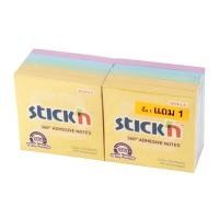 ราคา กระดาษโน๊ตกาว 3x3"360องศา (4+1) (1แถม1)คละสี สติก เอ็น (5005916)