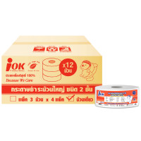 ราคา กระดาษชำระม้วนใหญ่ หนา 2 ชั้น พิมพ์ลาย iOK ความยาว 250 เมตร x 12 ม้วน (YA06838)