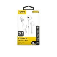 ราคา WHY หูฟัง 2 IN 1 TYPE-C/AUX รุ่น TWICE EP5011 สีขาว (YC89903)