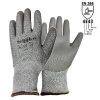 ราคา ถุงมือกันบาด ไดนีม่า เคลือบPU ฝ่ามือ ระดับ5 ชาเก้ กันบาด สีเทา ไซส์ M (Y082305)