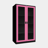 ราคา ตู้เอกสารเหล็กสูง ประตูบานเปิดกระจก (Black Edition) ไอคอนิค MLKO-2 สีดำ-ชมพู ขนาด 3 ฟุต (YA05485)