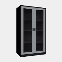 ราคา ตู้เอกสารเหล็กสูง ประตูบานเปิดกระจก (Black Edition) ไอคอนิค MLKO-2 สีดำ-เทา ขนาด 3 ฟุต (YA05488)