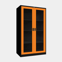 ราคา ตู้เอกสารเหล็กสูง ประตูบานเปิดกระจก (Black Edition) ไอคอนิค MLKO-2 สีดำ-ส้ม ขนาด 3 ฟุต (YA05492)