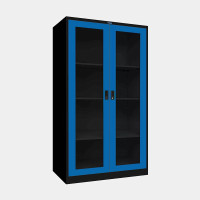 ราคา ตู้เอกสารเหล็กสูง ประตูบานเปิดกระจก (Black Edition) ไอคอนิค MLKO-2 สีดำ-น้ำเงิน ขนาด 3 ฟุต (YA05489)