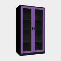 ราคา ตู้เอกสารเหล็กสูง ประตูบานเปิดกระจก (Black Edition) ไอคอนิค MLKO-2 สีดำ-ม่วง ขนาด 3 ฟุต (YA05491)