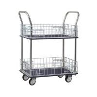 ราคา HL-120MN รถเข็นพื้นเหล็ก 2 ชั้น มือจับ 2 ข้าง มีคอกล้อ (Y037863)