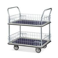 ราคา HB-220MN รถเข็นพื้นเหล็ก 2 ชั้น มือจับ 2 ข้าง มีคอกล้อม (Y037864)