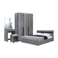 ราคา FURINBOX ชุดห้องนอน รุ่นมินิโอ ขนาด 6 ฟุต (เตียง ตู้เสื้อผ้า 3 บาน โต๊ะเครื่องแป้งพร้อมสตูล) สีเทา (YA26807)