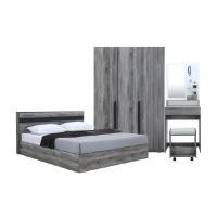 ราคา INDEX LIVING MALL ชุดห้องนอน รุ่นมินิโอ ขนาด 5 ฟุต สีเทา (เตียง, ตู้เสื้อผ้า 3 บาน, โต๊ะเครื่องแป้งพร้อมสตูล) (YA26810)