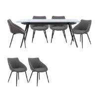 ราคา INDEX LIVING MALL ชุดโต๊ะทานอาหาร 6 ที่นั่ง รุ่นกลาเซย์+พิลรี่ - สีดำ/เทาเข้ม (YA26240)